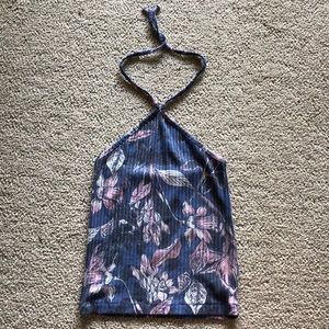 Pink and purple ribbed halter top